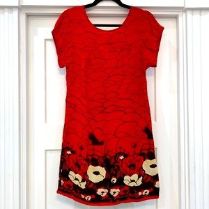 Lux Red Short Sleeve Printed Mini Dress